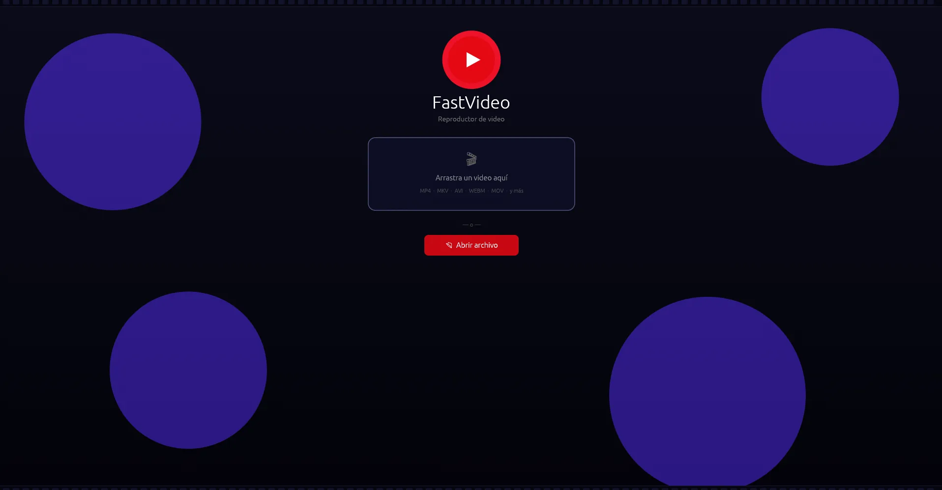Pantalla de inicio de FastVideo